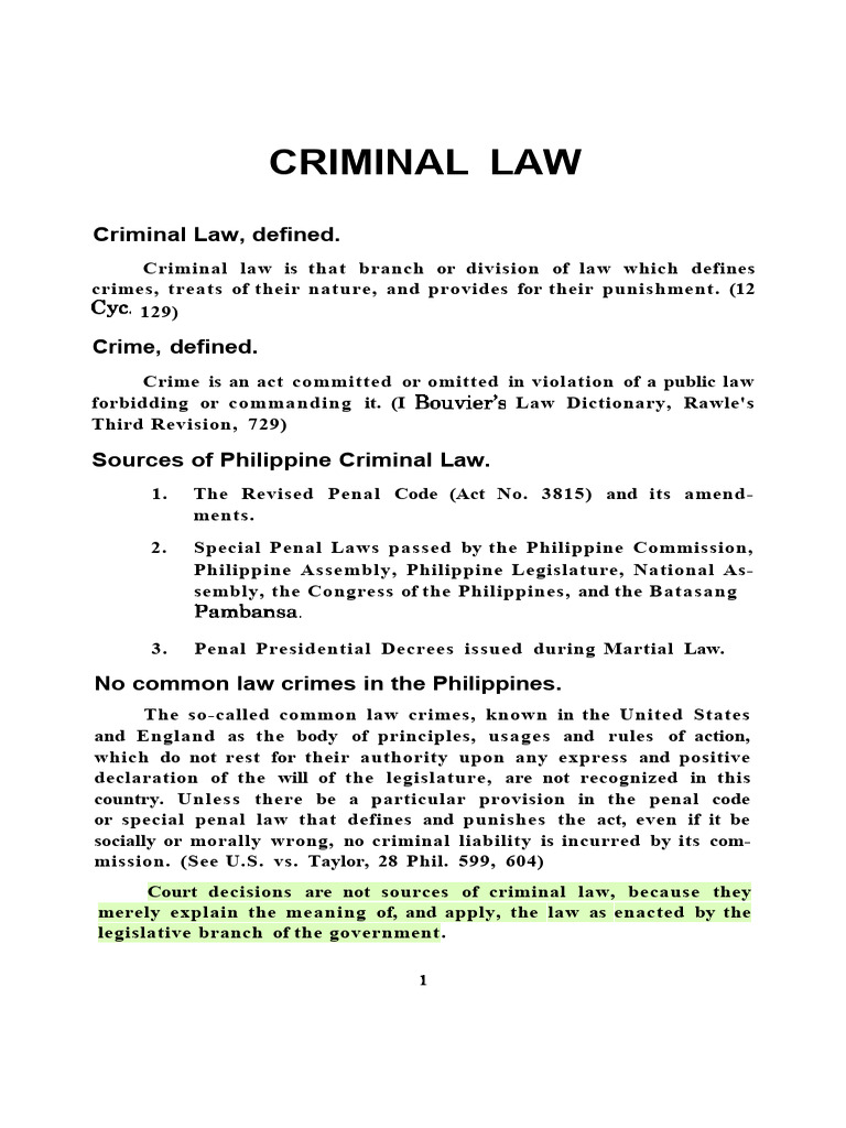 Overview of Philippine Criminal Law | PDF | Ex Post Facto Law | Crimes