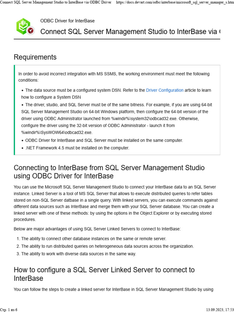 Connect SQL Server Management Studio To InterBase Via ODBC Driver | PDF ...