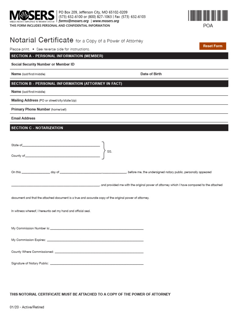 Notarial Certificate For A Copy of A Power of Attorney | PDF | Power Of ...