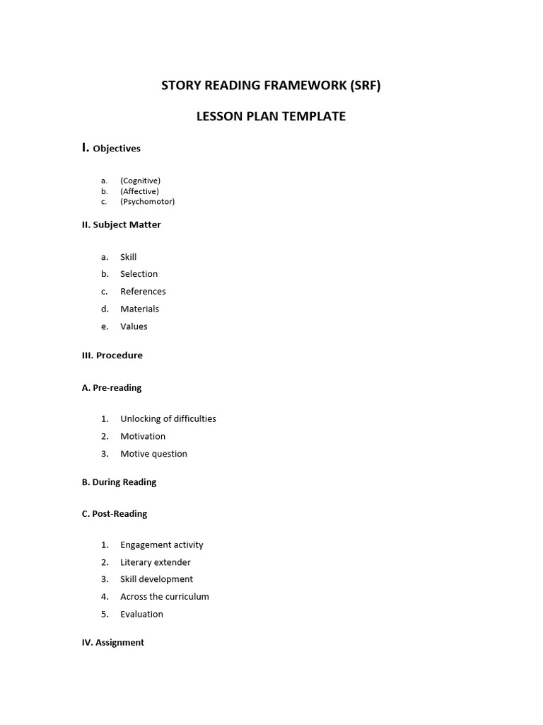 SRF Lesson Plan Template | PDF | Career & Growth