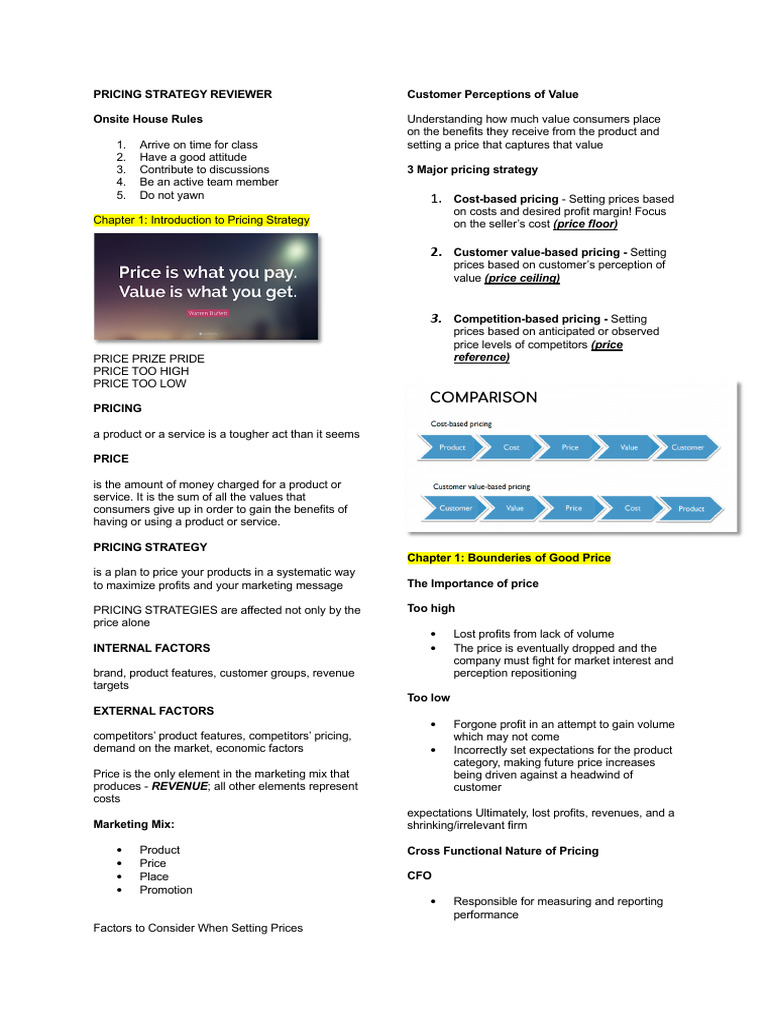 Pricing Strategy Reviewer | PDF | Pricing | Prices
