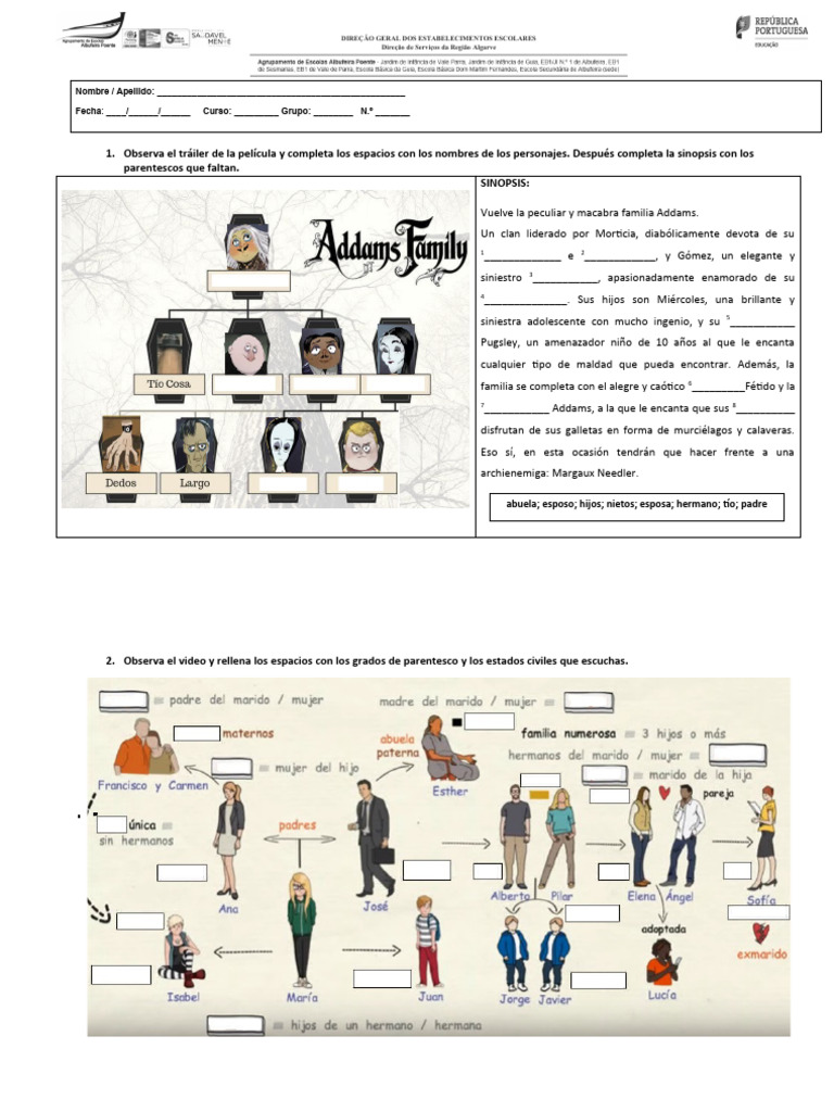 Ficha de Trabajo - La Familia - Versão Adams | PDF