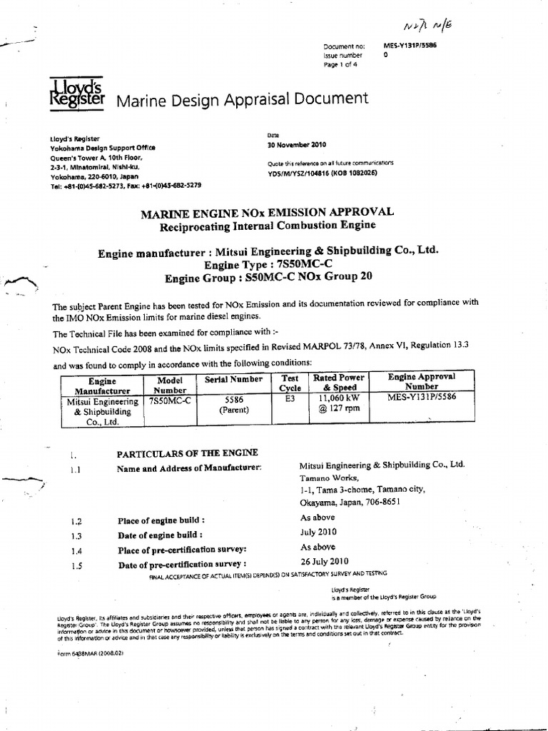 04 - Main Engine Nox Technical File | PDF