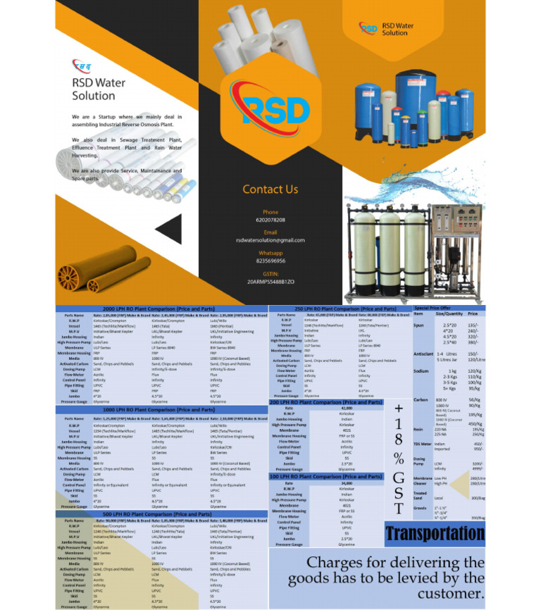 RSD Water Solution Price List PDF