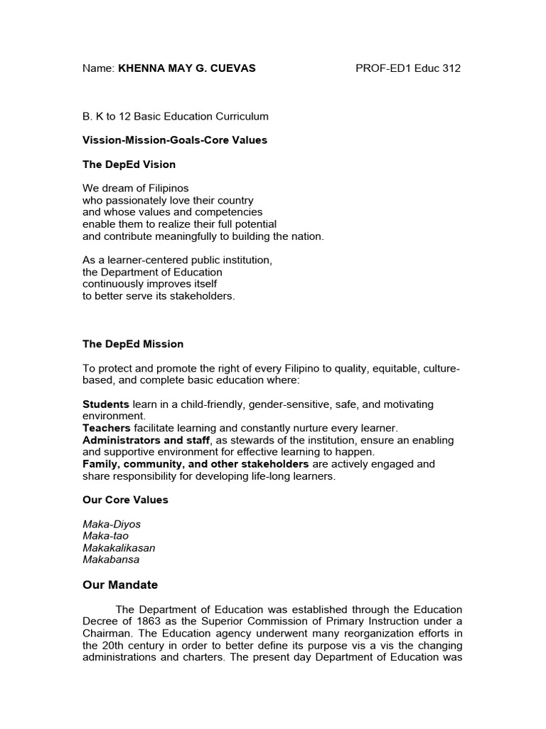 K To 12 Basic Ed | PDF | Curriculum | Learning