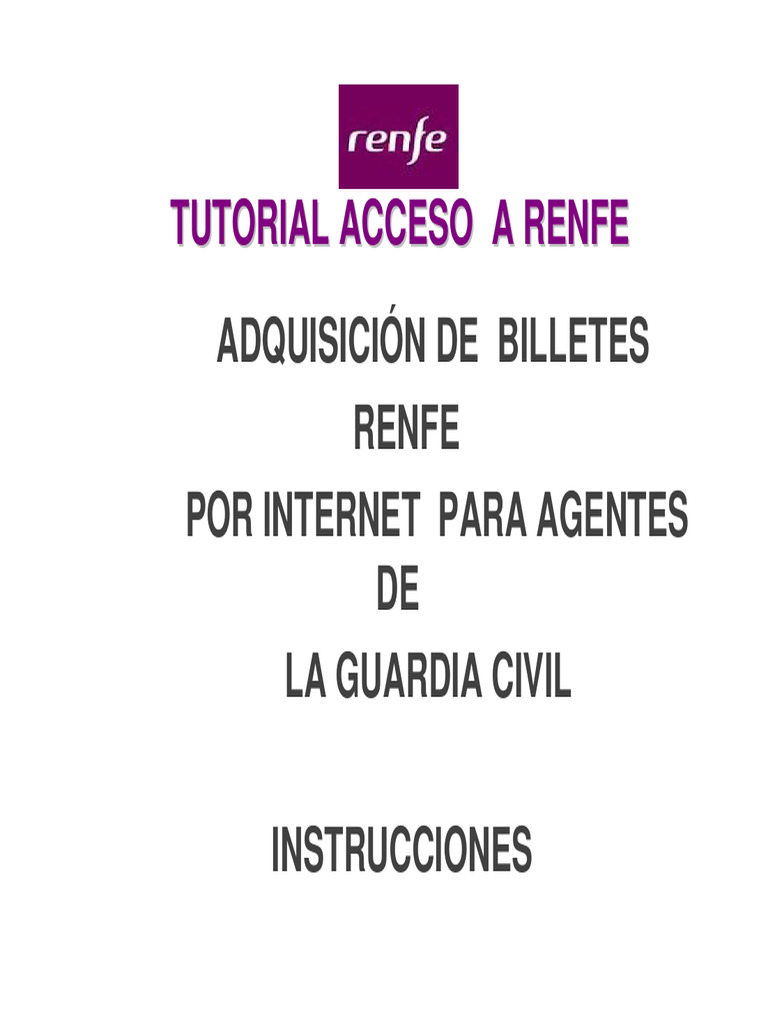 Renfe Tutorial Compra Billetes Por Guas Civiles PDF