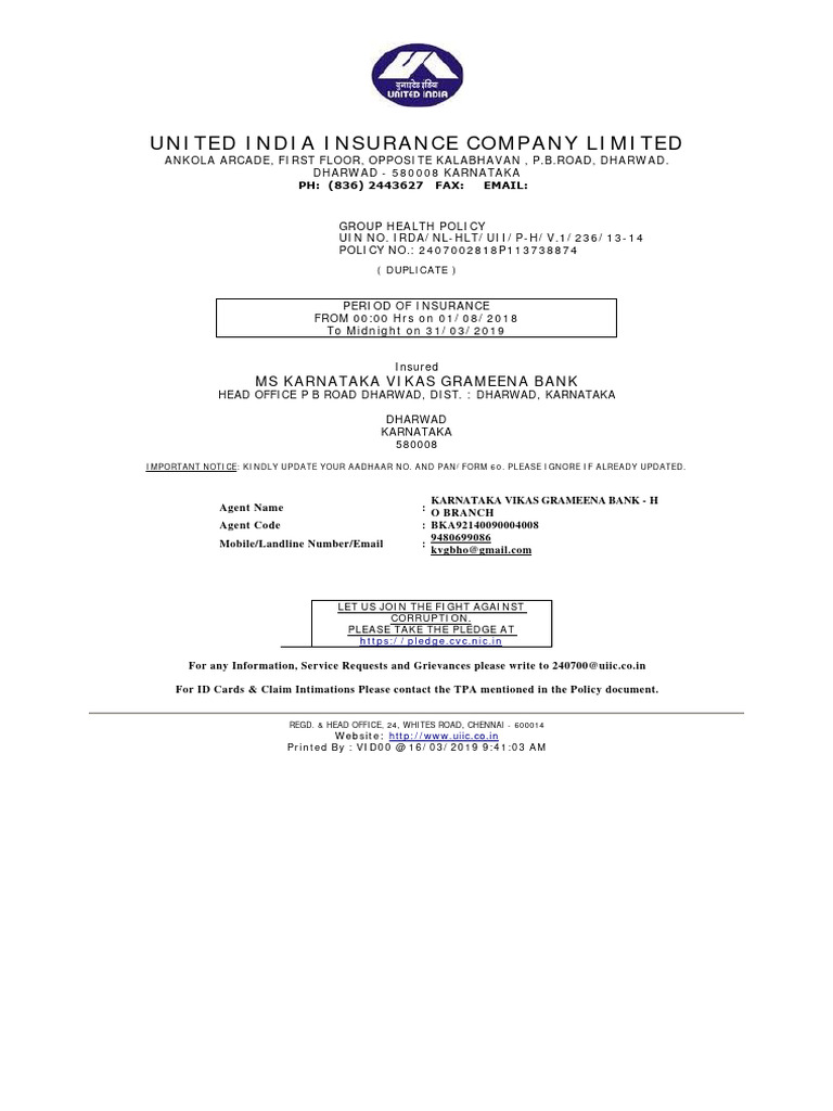 Policy Copy New KVGB - 2407002818P113738874 | PDF | Hospital | Insurance