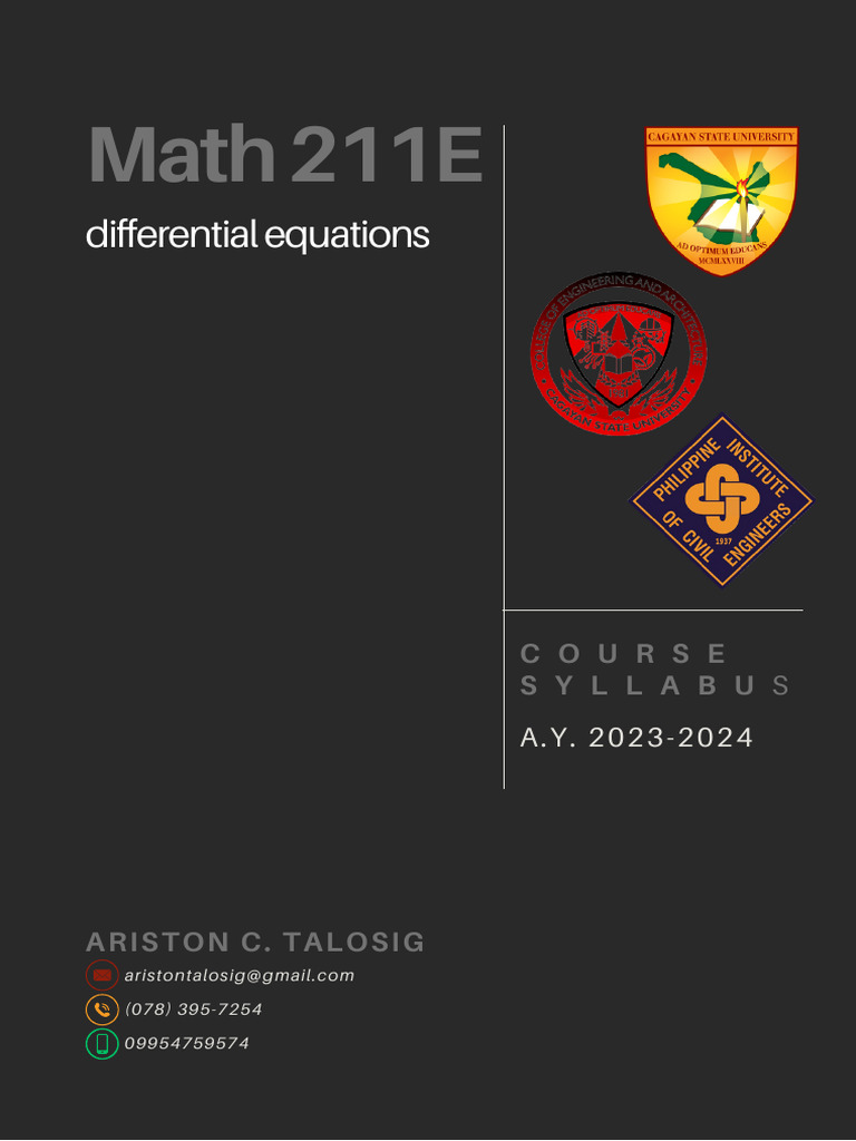 Math 211e Pdf Differential Equations Ordinary Differential Equation