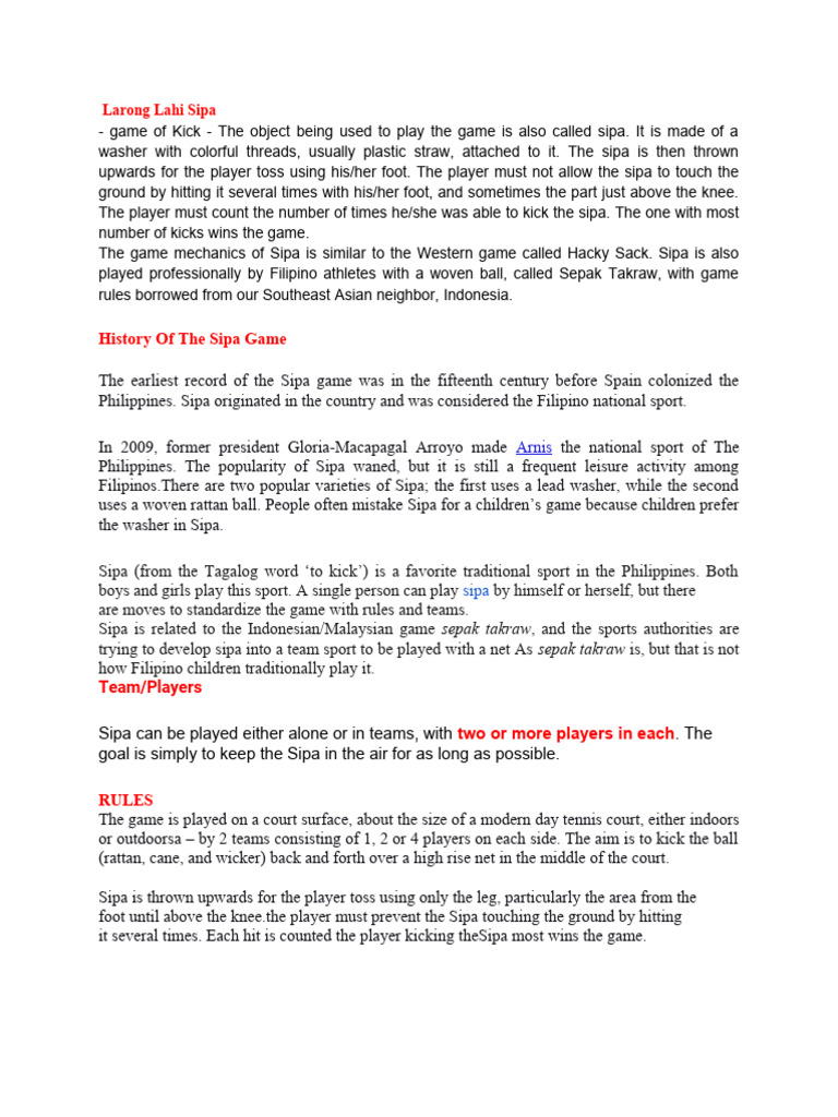 Sipa 1 | PDF | Team Sports | Ball Games