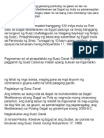 Ang Suez Canal Ay Isang Gawaing Pantubig Na Gawa Sa Tao Na Kumukonekta Sa Dagat Mediteraneo Sa Dagat NG India Sa Pamamagitan NG Pulang Dagat