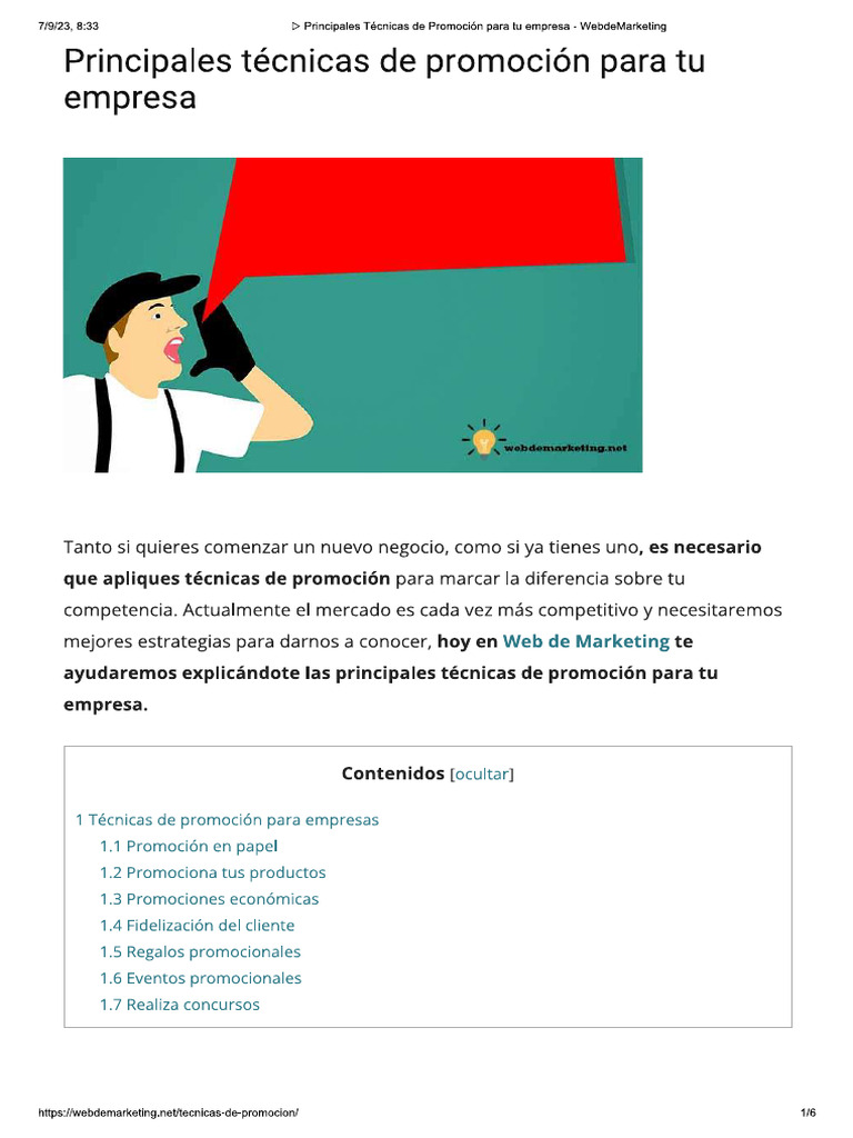 Tecnicas de Promocion | PDF