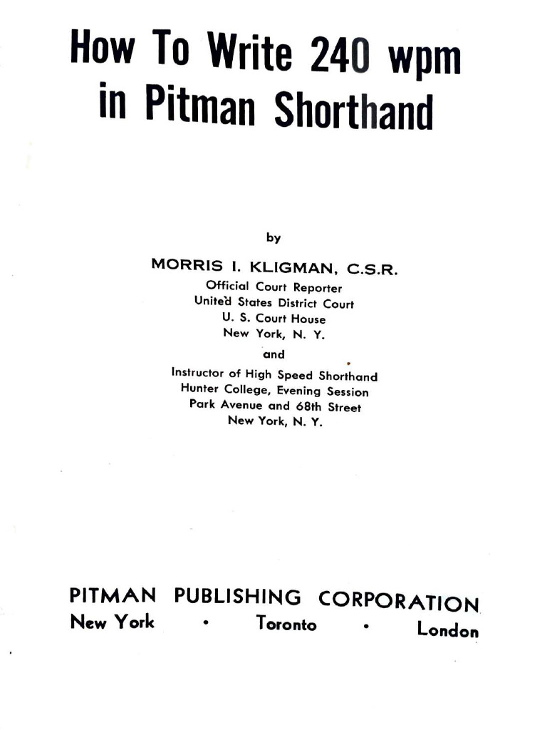 HowToWrite240wpm PitmanShorthand Compressed | Download Free PDF ...