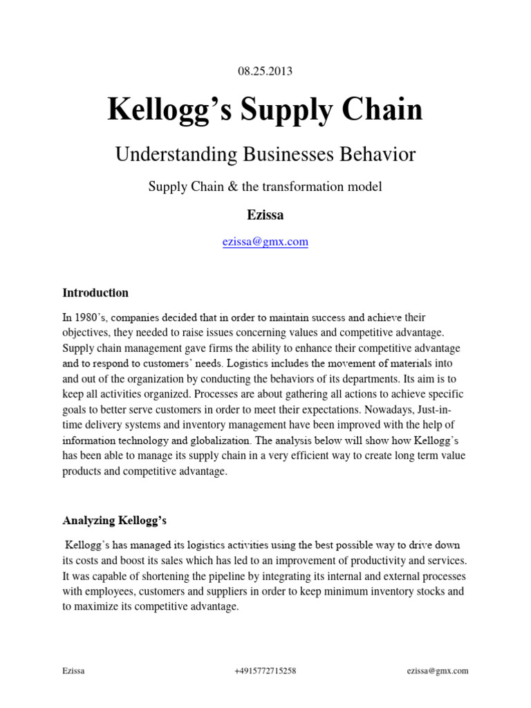 Kellogg S Supply Chain PDF Supply Chain Logistics