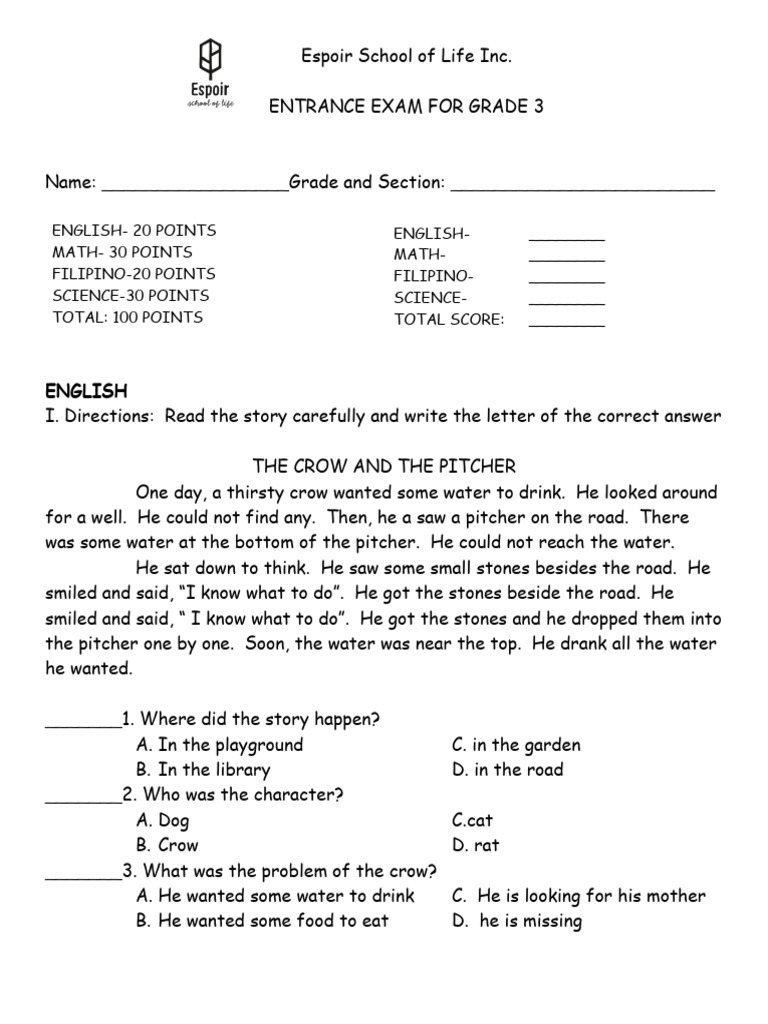 Sample Entrance Exam For Law School Philippines
