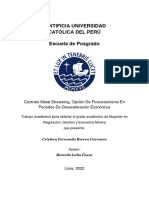 Contrato Metal Streaming, Opción de Financiamiento en Periodos de Desaceleración Económica