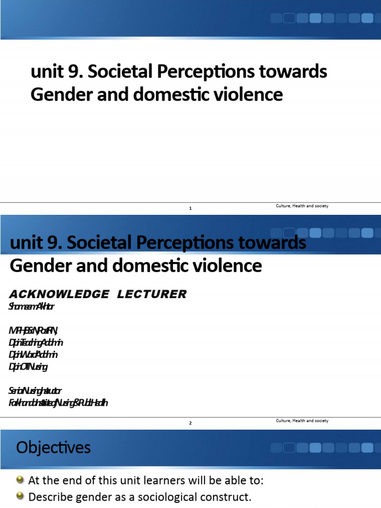 Unit 9 Societal Perceptions Towards Gender Domestic Violence | PDF ...
