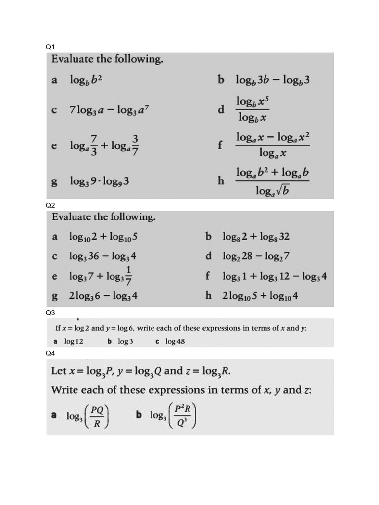 Home Learning Logarithms PDF