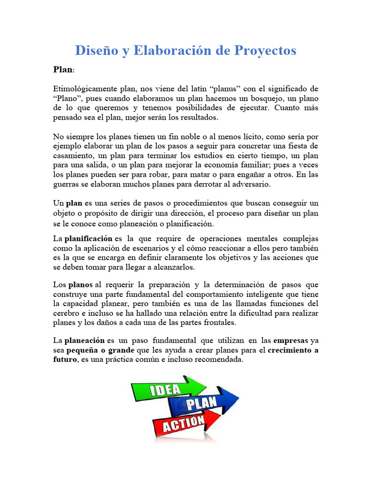 Diseño y Elaboración de Proyectos Unidad 1 | PDF | Planificación