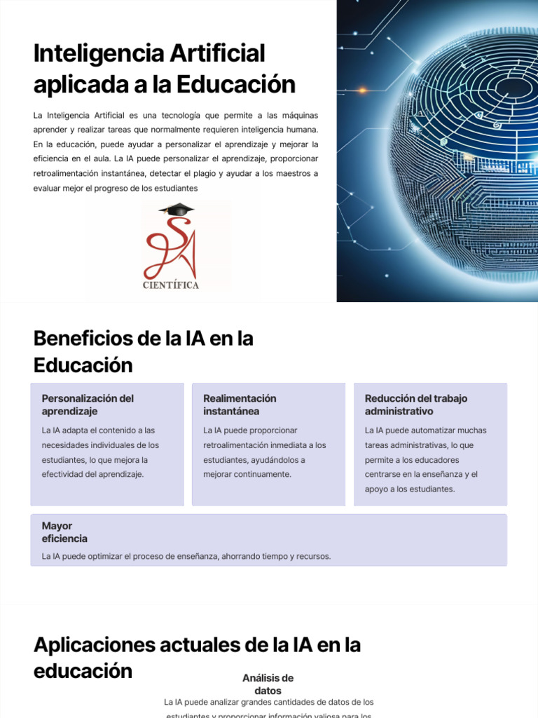 Aplicaciones de IA en la Educación | PDF | Inteligencia artificial ...