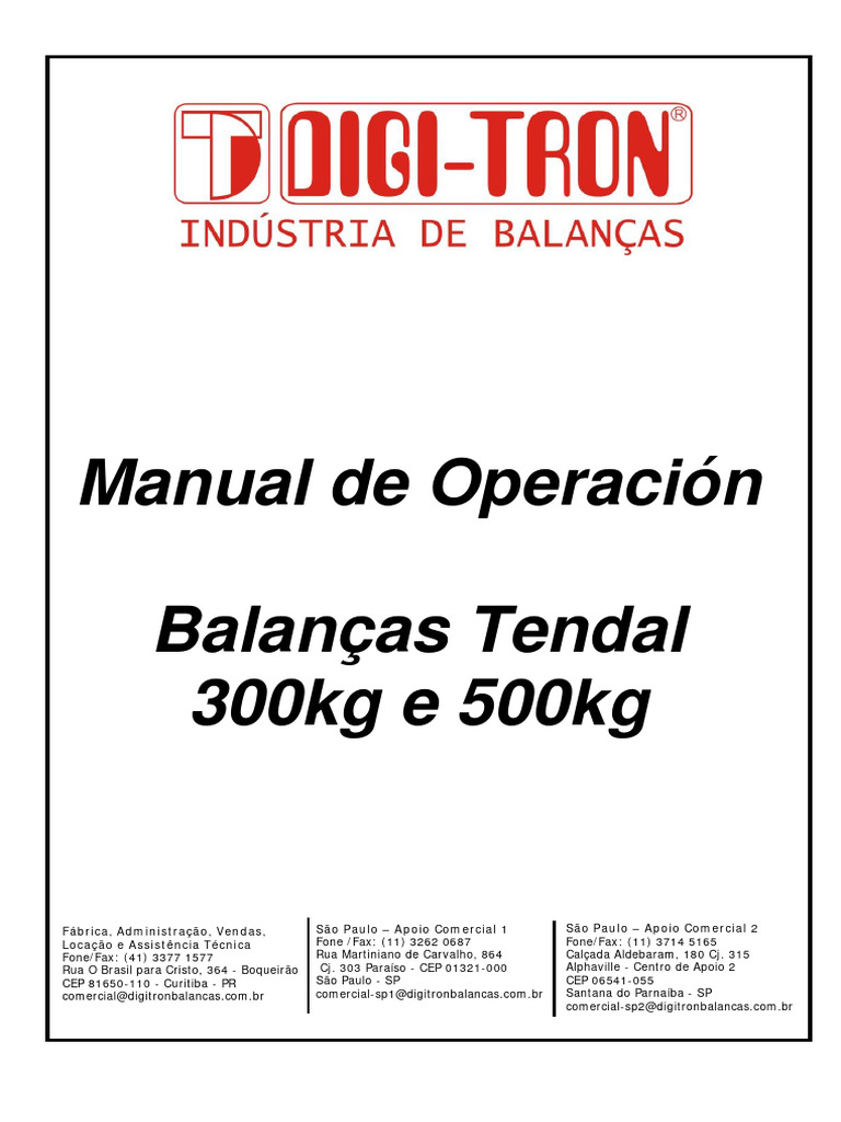 Manual de Operacion Balanza Digitron Tendal 300 500kg | PDF | Conector ...