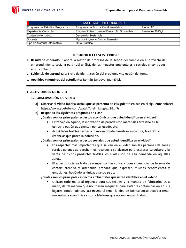 Emprendimiento Social y Seguridad Sostenible | PDF | Iniciativa ...