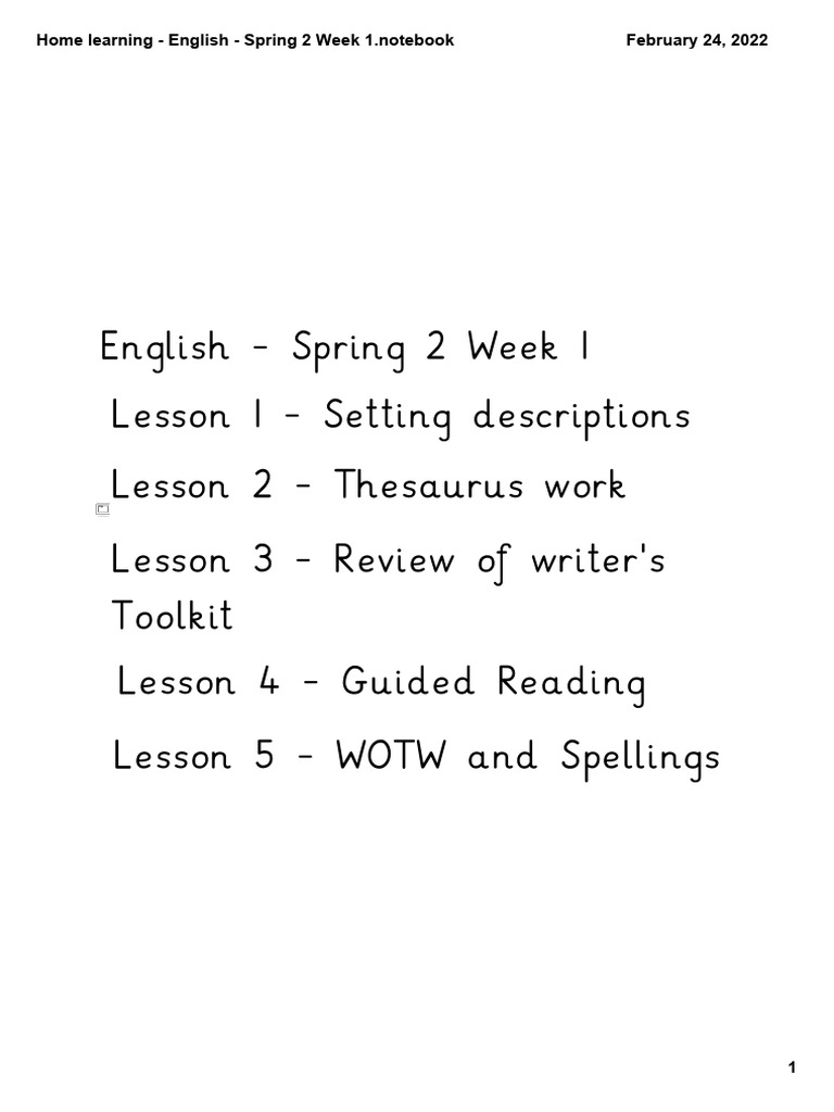 Home Learning English Spring 2 Week 1 | PDF | English Language ...