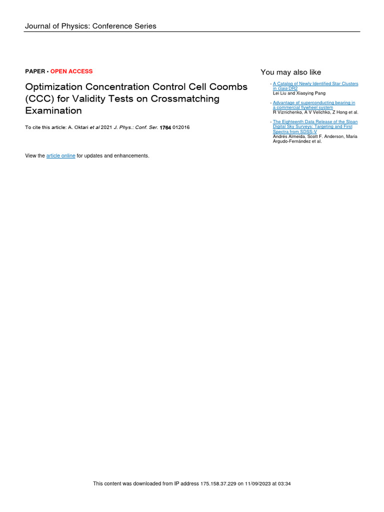 CCC Optimization for Crossmatching Validity | PDF | Blood Transfusion ...
