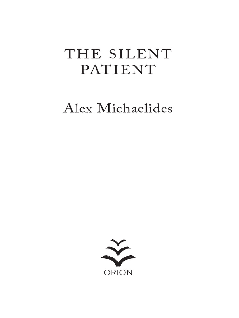 The Silent Patient First Chaper PDF Books Psychiatry