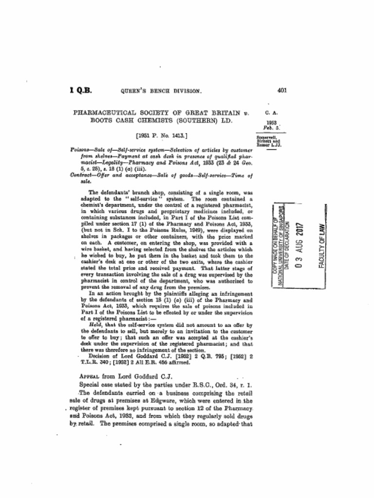 Case Pharmaceutical Society of Great Britain v. Boots Cash Chemists PDF