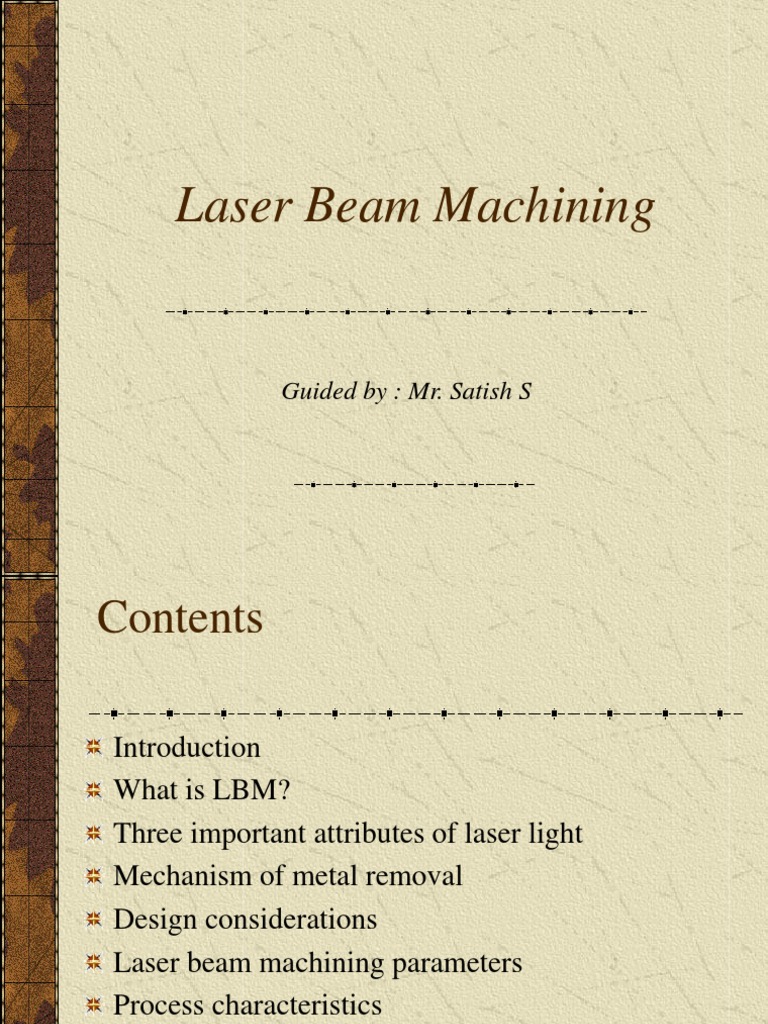 LBM | PDF | Laser | Machining