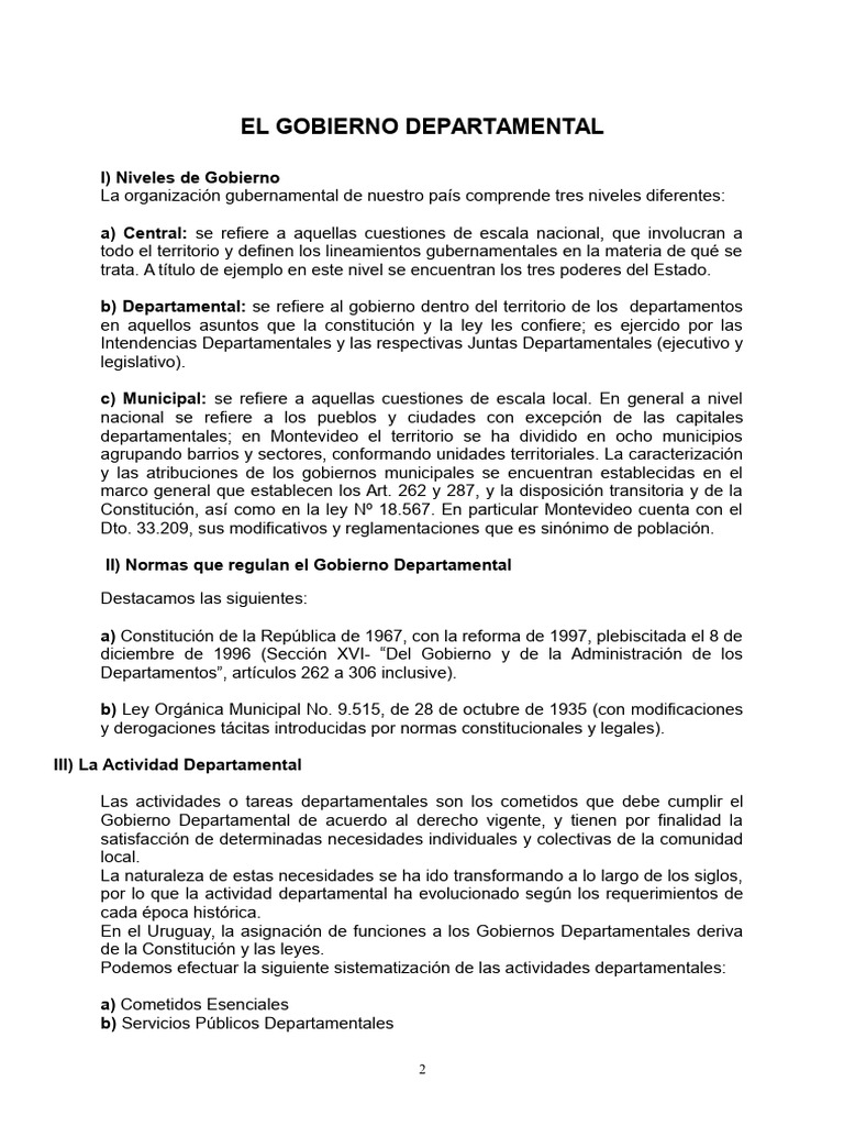 El Gobierno Departamental | PDF | Gobierno local | Alcalde