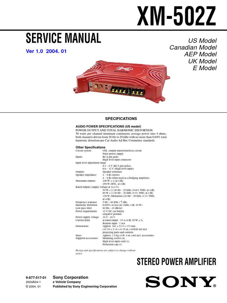 Sony XM 502z Download Free PDF Power Supply Computer Engineering