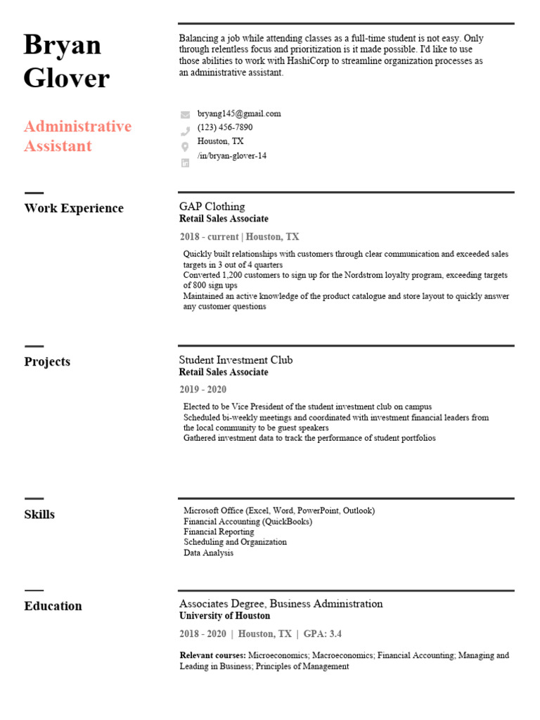 Compact Resume Template PDF