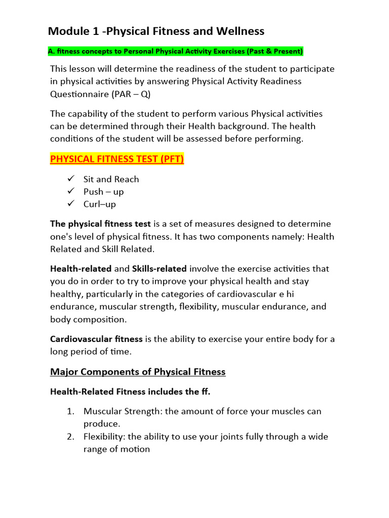 Week 1 2 Pathfit Pdf Physical Fitness Skeletal Muscle