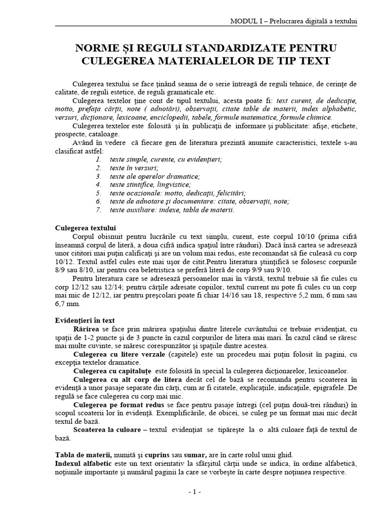 Cap NORME REGULI CULEGERE | PDF
