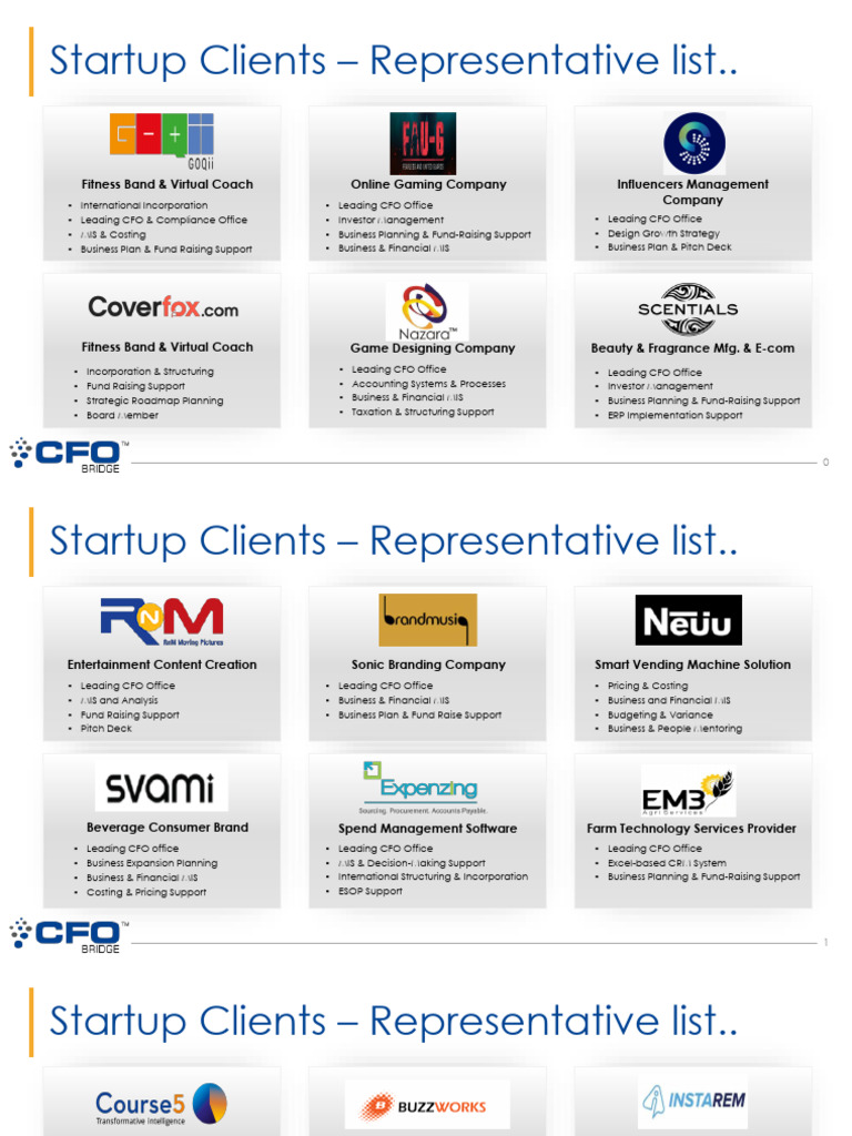 CFO Bridge StartUps PDF Chief Financial Officer Analytics