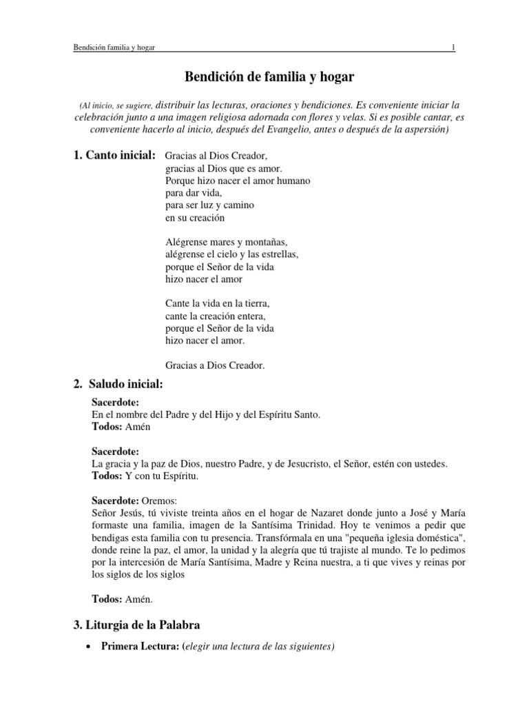 Bendición de Familia y Hogar | PDF | María, madre de Jesús | Oración