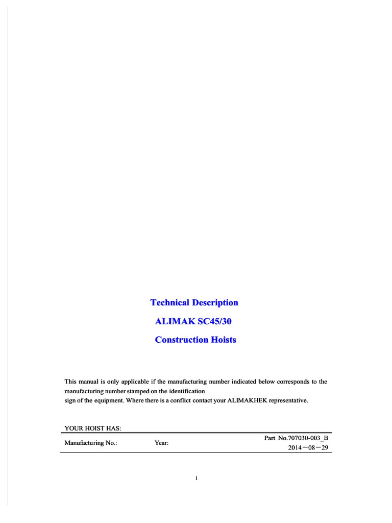 PDF Alimak sc45 30 Technical Description Construction Hoist Compress
