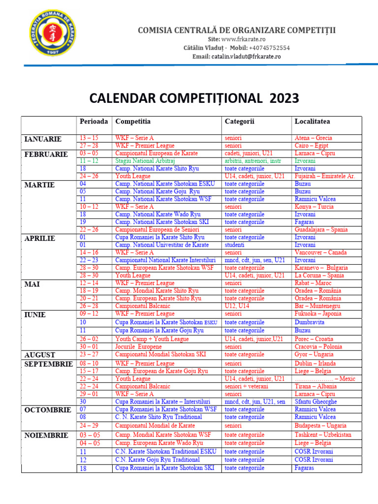 Calendar Competitional 2023 - v10 | PDF