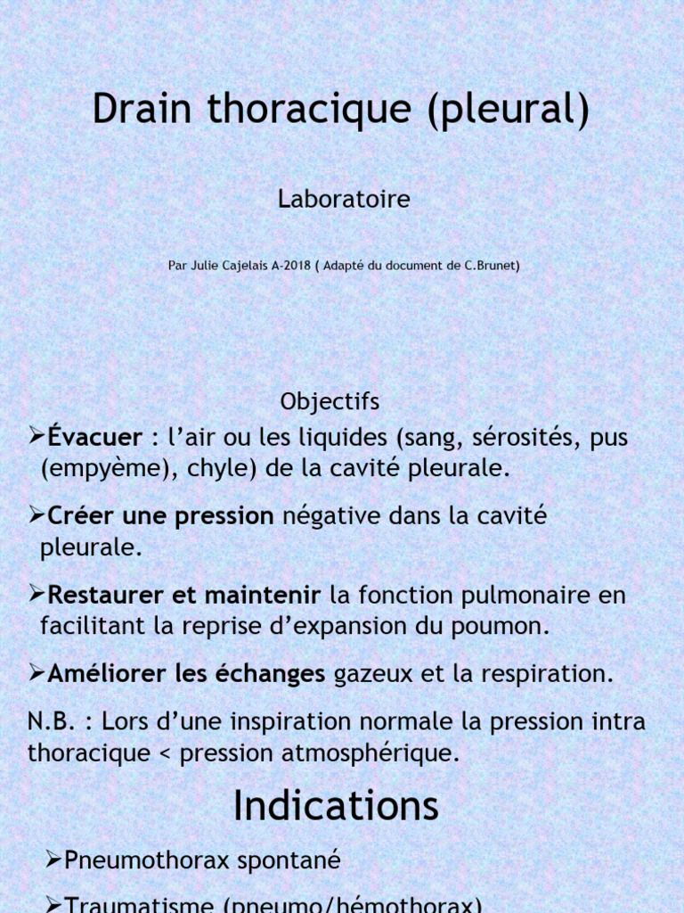 Drain Thoracique Pleural | PDF | Maladies et troubles | Médecine clinique