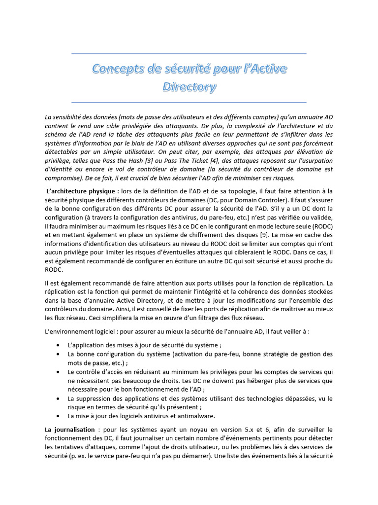 Concepts de sÃ©curitÃ© Pour Active Directory | PDF | Registre Windows ...
