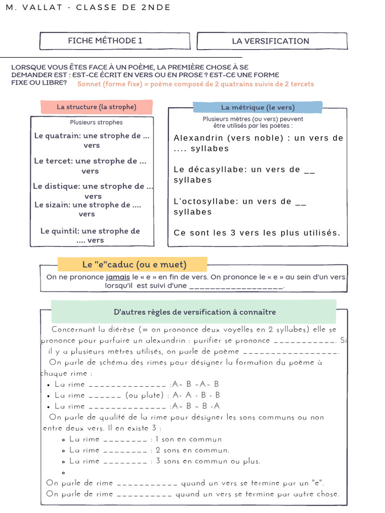 Fiche de Révision sur la Versification | PDF