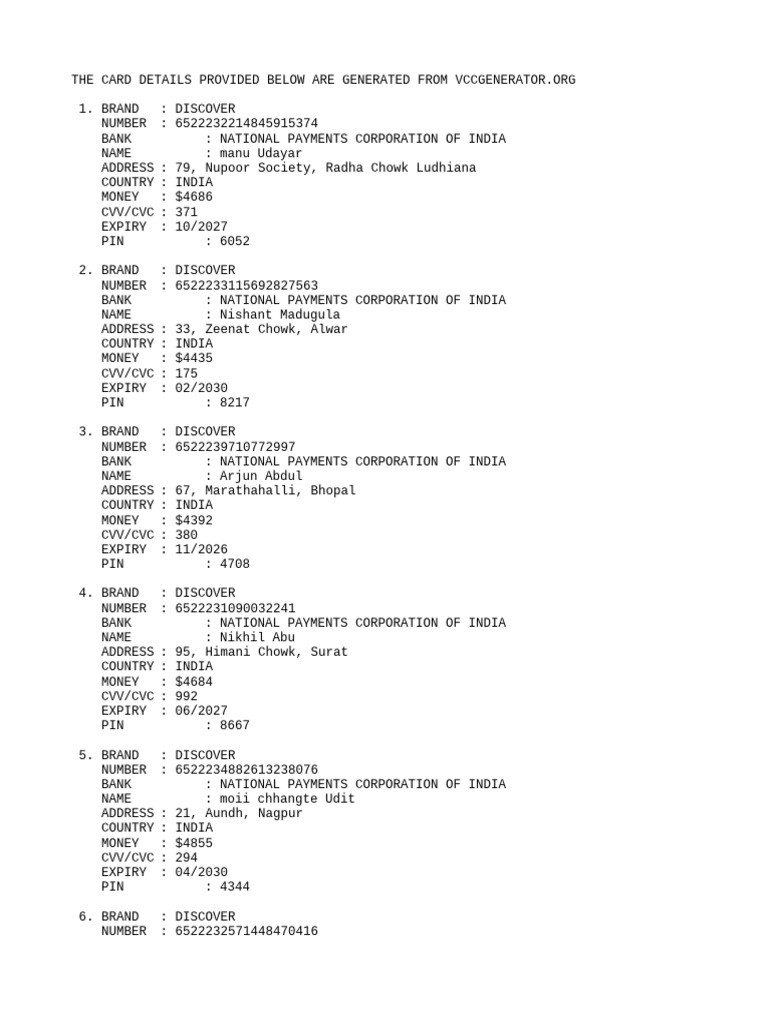 Generated Credit Card Details List | PDF | Credit Card | Services ...