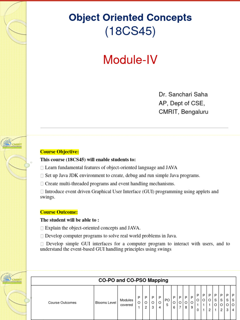18CS45 - Ooc - Module 4 | PDF | Class (Computer Programming) | Method ...