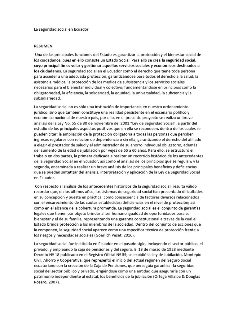 Seguridad Social en Ecuador: Beneficios y Leyes | PDF | Gobierno