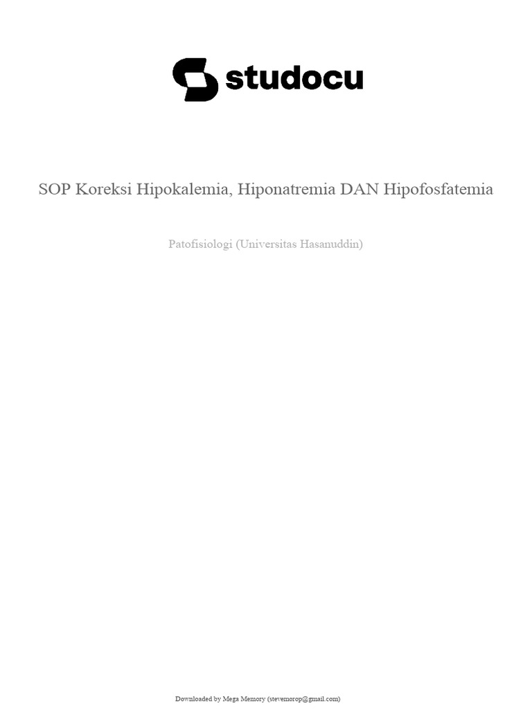 Sop Koreksi Hipokalemia Hiponatremia Dan Hipofosfatemia | PDF