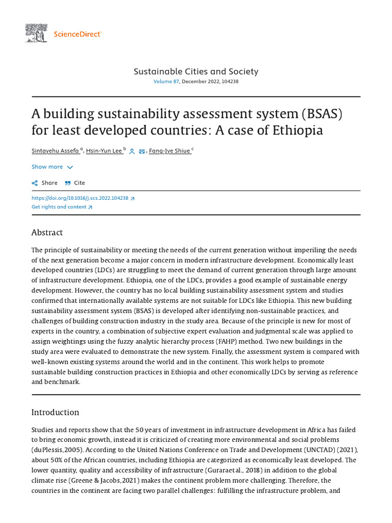 A Building Sustainability Assessment System (BSAS) For Least Dev | PDF ...
