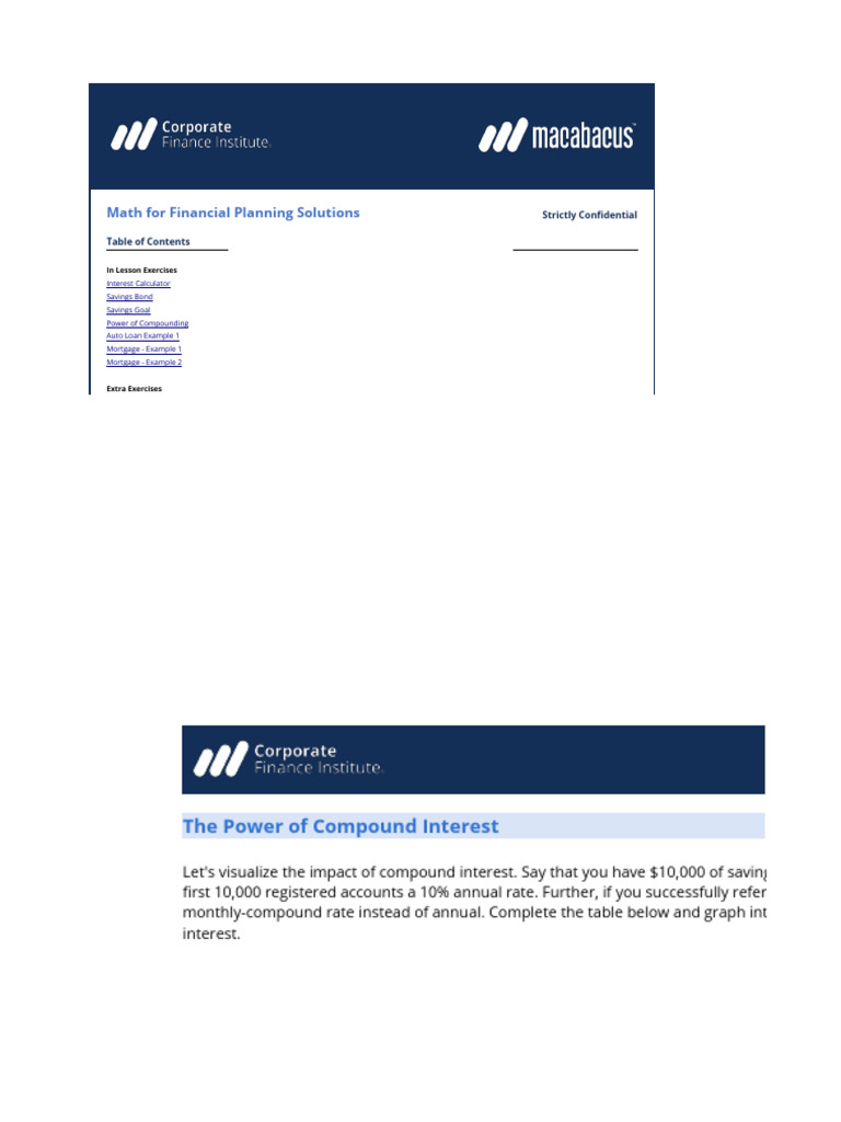 Applied math practice for financial advisors exercises solutions