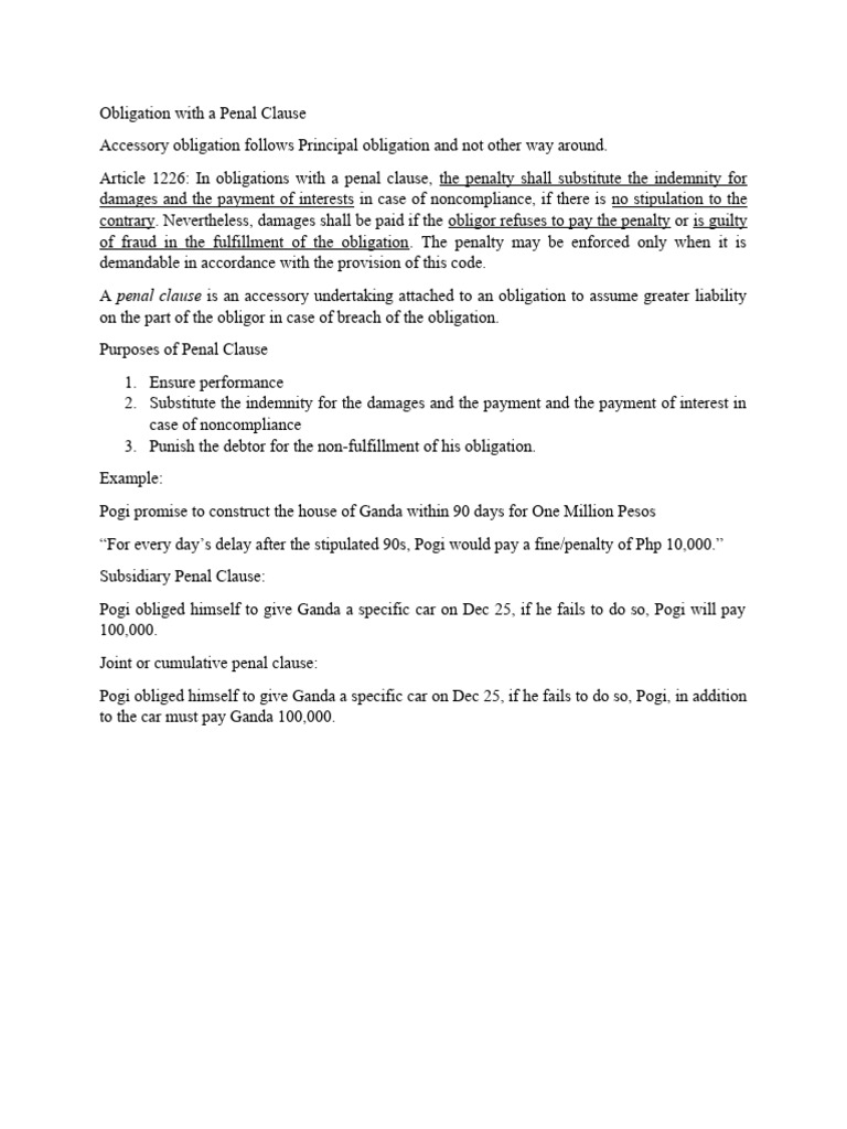 Penal Clause Meaning