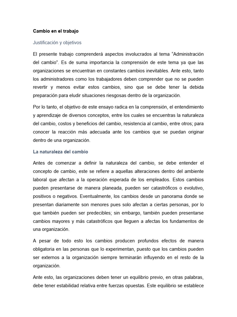 Administración del Cambio en Organizaciones | PDF | Sicología ...